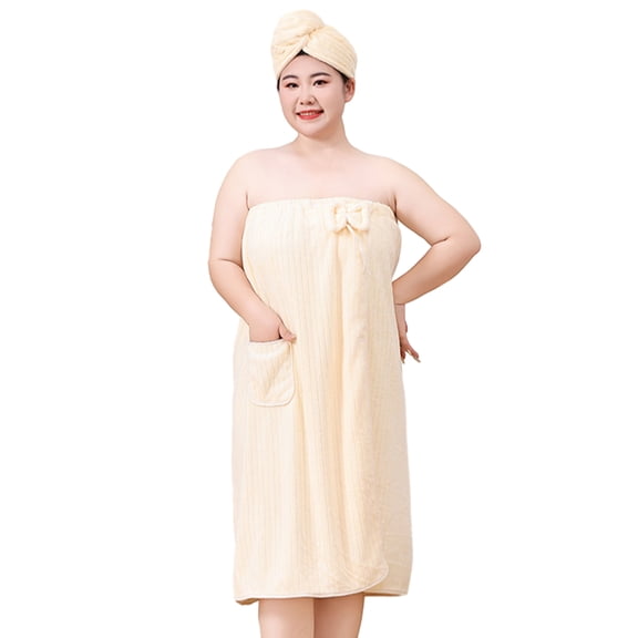 Bath Towel Wrap Women Plus Size - Adjustable Soft Microfiber Shower After Body Wraps with Hair Drying Towel Absorbent & Quick Drying for Gym Shower, Beach, Spa, Sauna