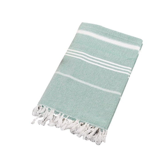 Bath Towel for Everyday Use with Turkish Non-Stick Sand Tassel Design and Striped Sauna Style Outdoor Shawl, 100 cm×180 cm, Mint Green