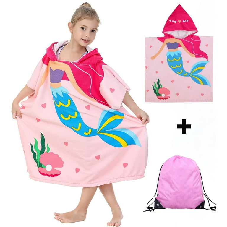 Bath Towel for Kids Beach Towels for Kids Hooded Beach Towels Poncho for 3 6 Years Girls Pink