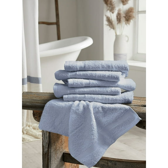 Bath Towels 22 x 44 inches, Set of 6 Ultra Soft 100% Combed Cotton, Highly Absorbent. Pool/Home/Gym/Spa/Sloan Towel