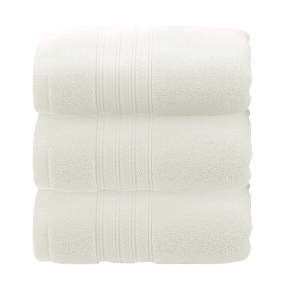 Bath Towels, 3 PC Cotton Bath Towels, Quick Dry and Soft Washcloths For Body And Face Set for Daily Use, 14" X 30", White