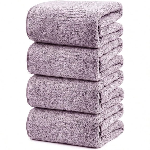 Bath Towels 4 Pack Large Bathroom Bamboo Viscose Towels 35 X 63 Plush Soft Bath Towel For Shower Extra Absorbent Jumbo Bath Sheet Multipurpose Use As Sports Travel Fitness Yoga Purple