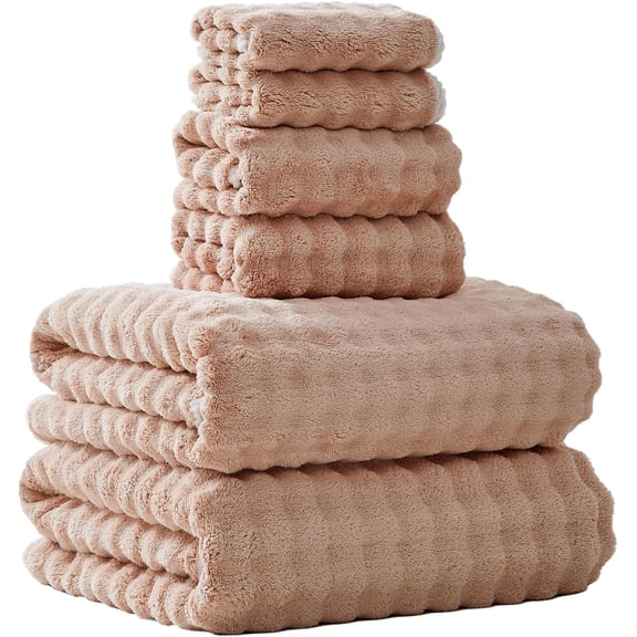 Bath Towels 40x80 Inches Extra Large Bath Sheets for Adults Thick Super Soft Quick Dry Highly Absobent Microfiber Shower Towels (Camel, 6PCS)