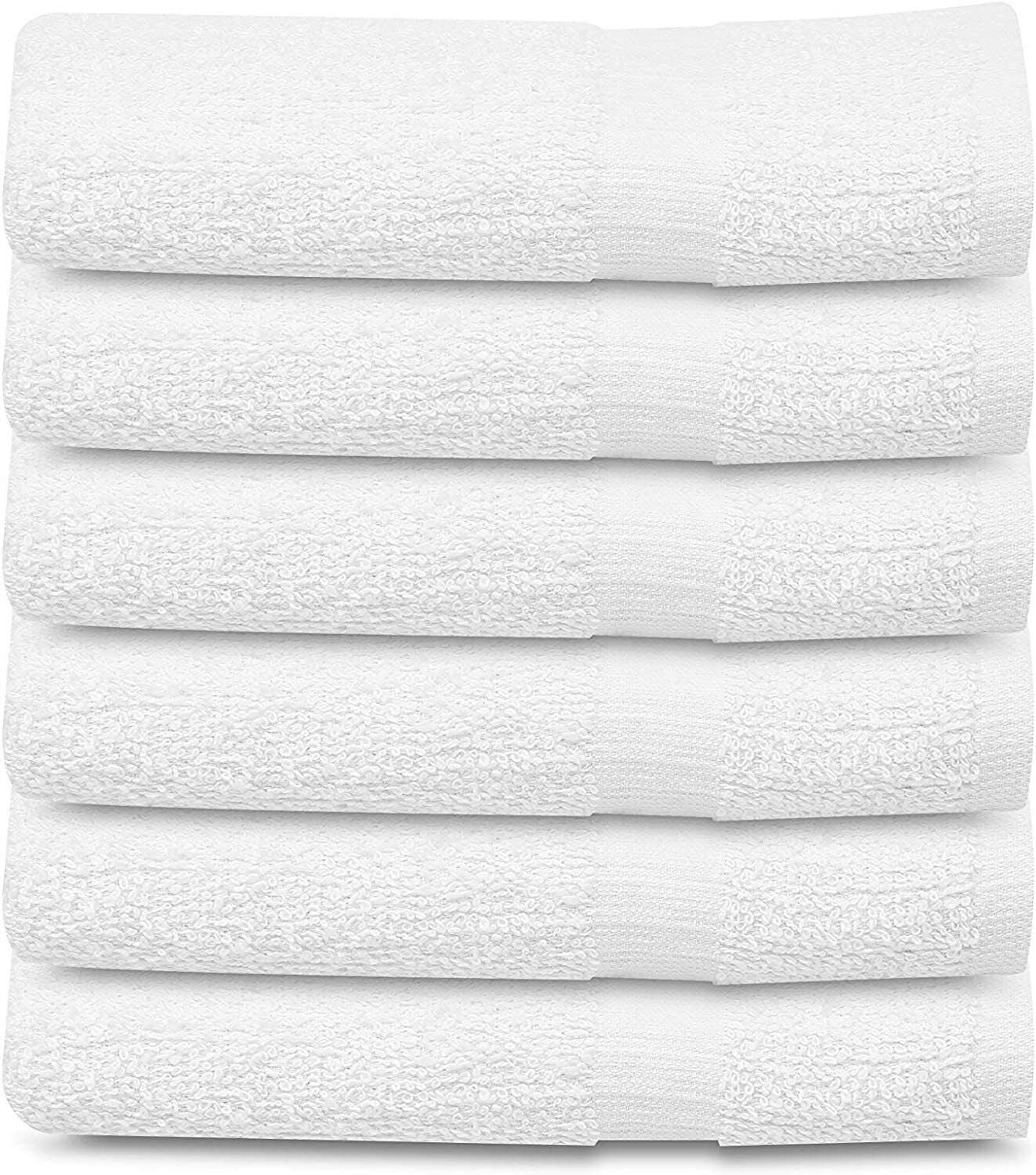 Bath Towels 6 Pack "22x44"  White Cotton Towel Set Bath Pool Gym Towels Beach