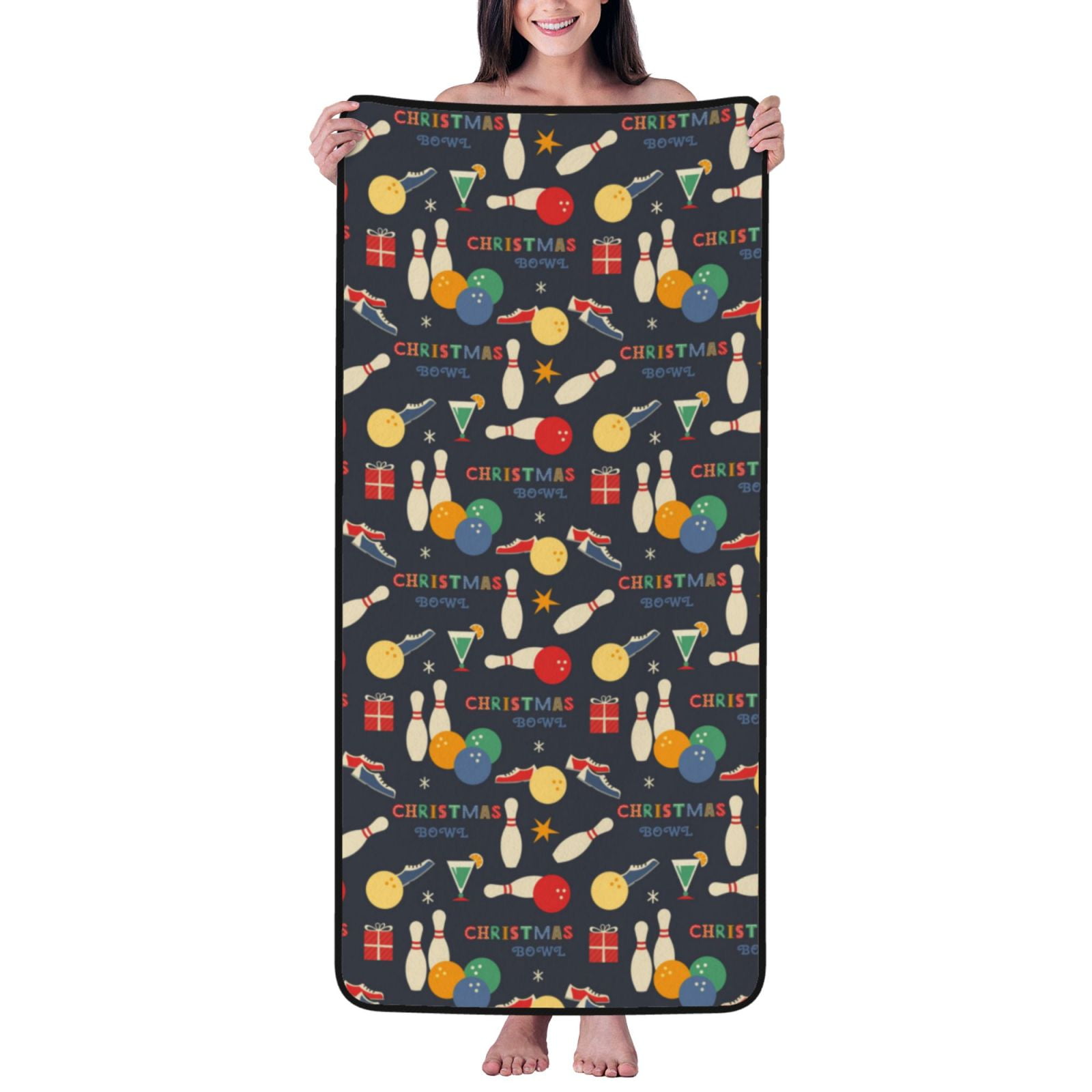 Bath Towels, Christmas Holiday Bowling Highly Absorbent Towels for
