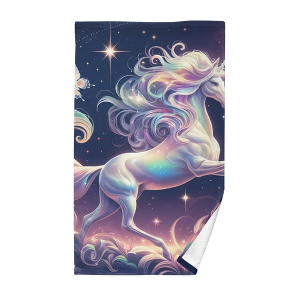 Bath Towels Cotton Face Towel Soft Absorbent Quick Dry for Bathroom 16"x28" Unicorn Stars Butterflies Flower
