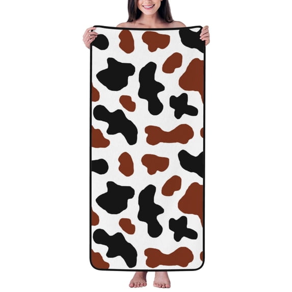 Bath Towels, Cowboy black brown cow print Highly Absorbent Towels for Bathroom - Quick Drying Microfiber Bath Sheet Turkish Bath Towel for Bathroom Hotel Sport Yoga SPA Gym