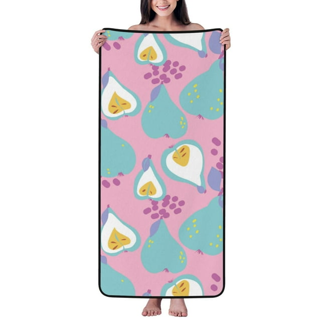 Bath Towels Cute Blue Yellow Pear Highly Absorbent Towels for Bathroom