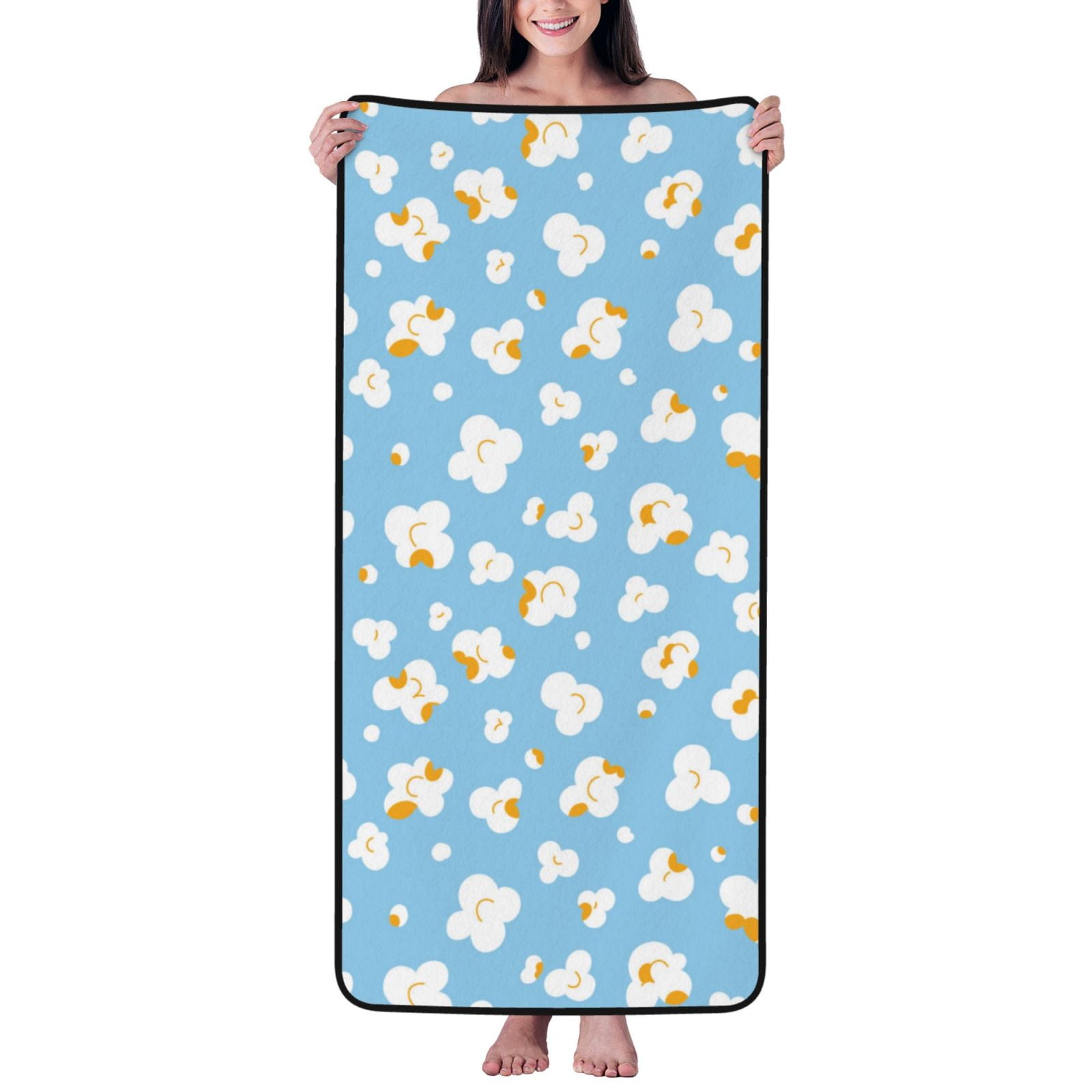 Bath Towels, Cute Popcorn Highly Absorbent Microfiber Towels for