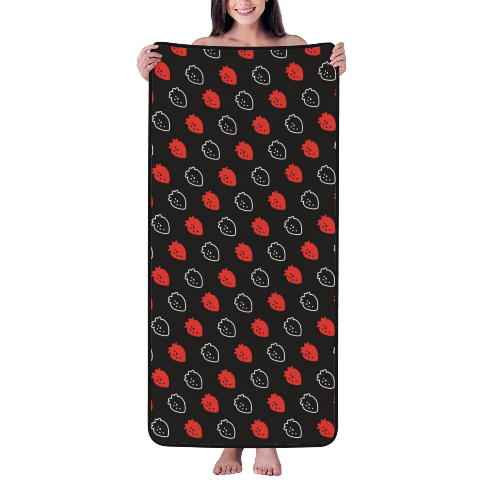 Bath Towels, Cute Red Strawberries Highly Absorbent Microfiber Towels