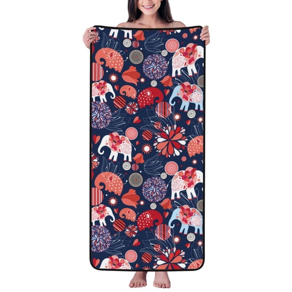 Bath Towels, Elephants Highly Absorbent Towels for Bathroom - Quick Drying Microfiber Bath Sheet Turkish Bath Towel for Bathroom Hotel Sport Yoga SPA Gym
