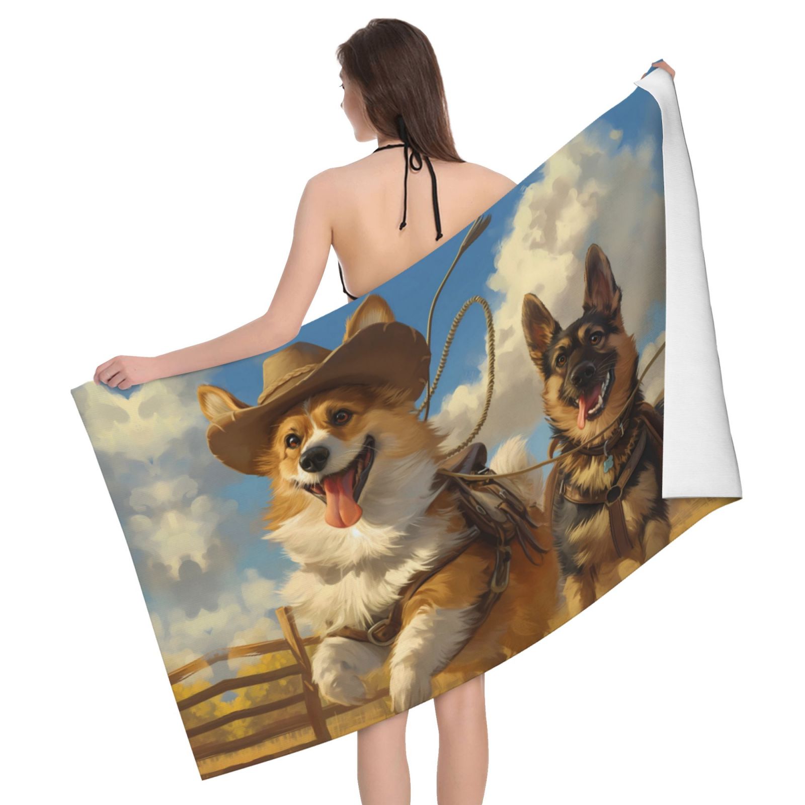 Bath Towels, Farm German Shepherd Microfiber Towel for Bathroom
