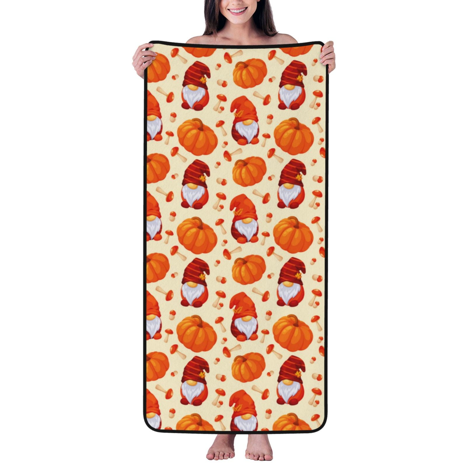 Bath Towels, Gnomes Pumpkin And Mushrooms Highly Absorbent Towels for
