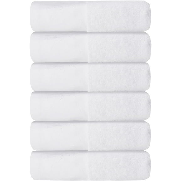 6-Pack White Bath Towel Set 450 GSM, Super Soft Hand Towels & Washcloths for Bathroom, Kitchen, Hotel, Salon, Gym, 13” x 29”