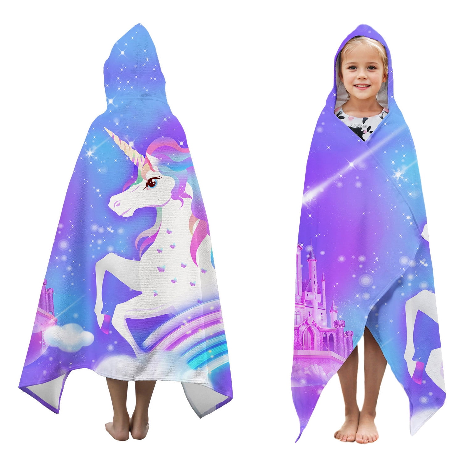 Super Soft Kids Bath Towel Wrap Set With Headband - Cute Wearable Hooded Towel For Girls 3-12 Years