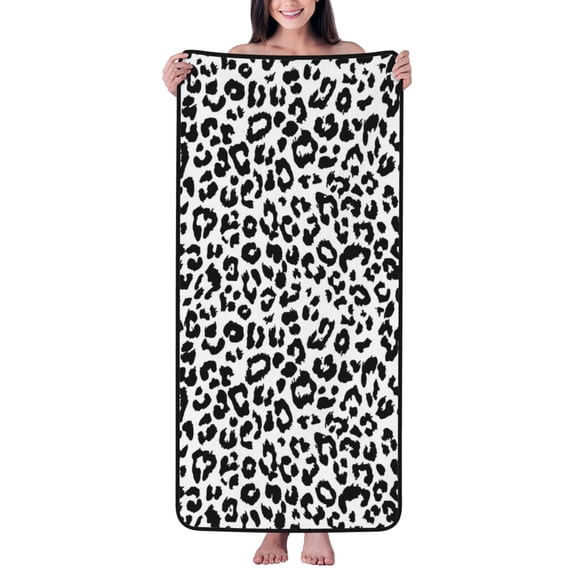 Bath Towels, Leopard black white texture Highly Absorbent Towels for Bathroom - Quick Drying Microfiber Bath Sheet Turkish Bath Towel for Bathroom Hotel Sport Yoga SPA Gym