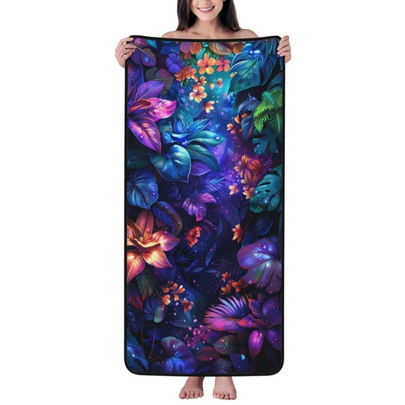 Bath Towels Magic Colorful Forest Leaves Highly Absorbent Towels for Bathroom - Quick Drying Microfiber Bath Sheet Turkish Bath Towel for Bathroom Hotel Sport Yoga SPA Gym