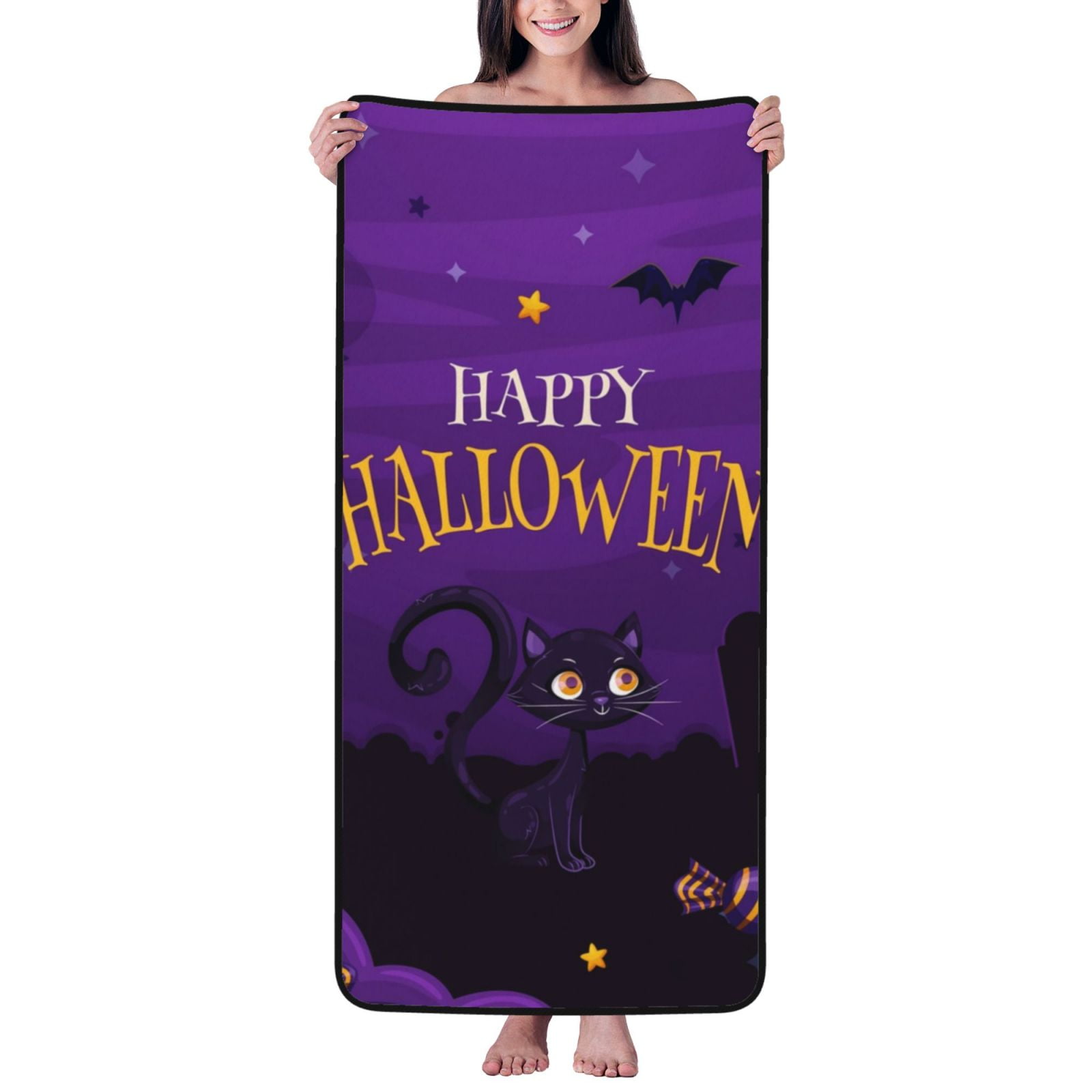 Bath Towels, Purple Happy Halloween Highly Absorbent Towels for