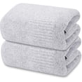 thumbnail image 1 of Bath Towels Set of 2-27 x 54 Inches Plush Bathroom Towels, Ultra Soft & Lightweight Towels for Bathroom, Luxury Towels Multipurpose Use for Fitness, Spa, Sports Towel, Yoga, (2pack, Light Grey), 1 of 9