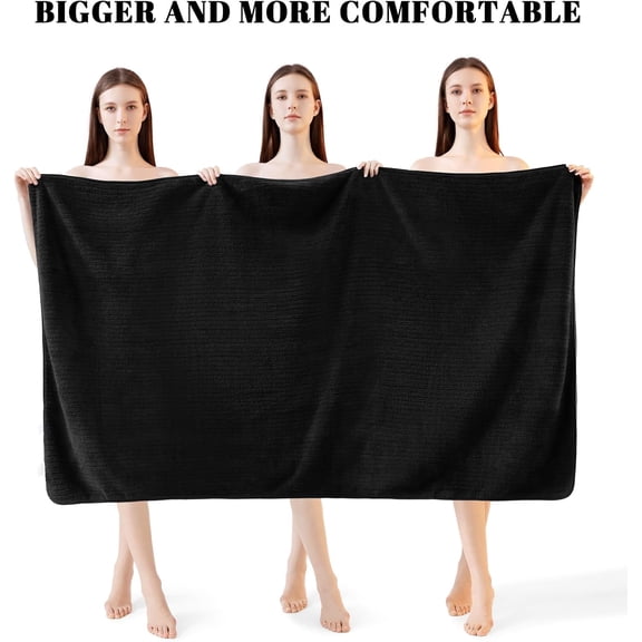 Bath Towels Set of 4 Extra Large 35 x 70 Inches,Luxury Thick High Absorbent and Quick Dry Bath Sheet,Ultra Soft Microfiber,Bathroom,Beach,Yoga,Sport,SPA,Fitness (Black)
