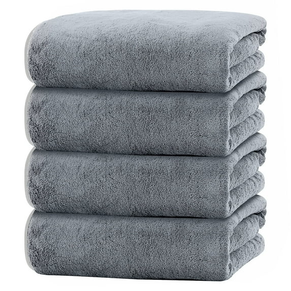 Bath Towels Set of 4, Large 28"x 55" Bath Towels Highly Absorbent & Quick Dry, 100% Microfiber Bath Sheets, Soft Luxurious Towels for Bathroom Spa Hotel Gym