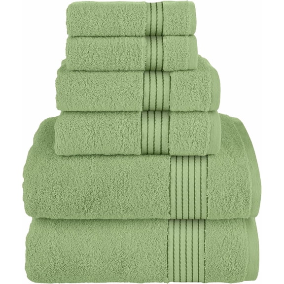 Bath Towels Set 6-Piece Original Turkish Cotton Soft, Absorbent and Premium Towel for Bathroom, Sage
