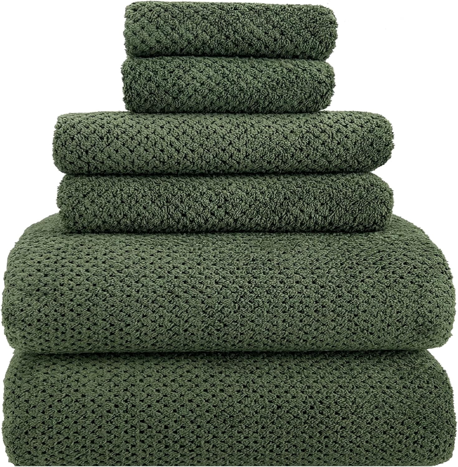 Bath Towels Set, Super Soft Lint Free Lightweight Microfiber Shower Towels for Bathroom (Olive Green)