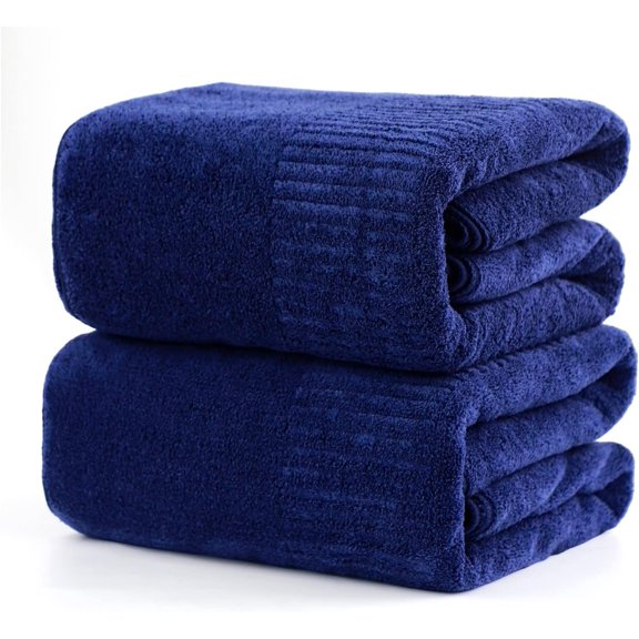 Bath Towels, Super Soft Towels for Bathroom, Highly Absorbent Large Towel Set 35 x 63 Inches, Quick Dry Multipurpose Use for Fitness,, Towels,Yoga Towel, Navy Blue (2 Pack)