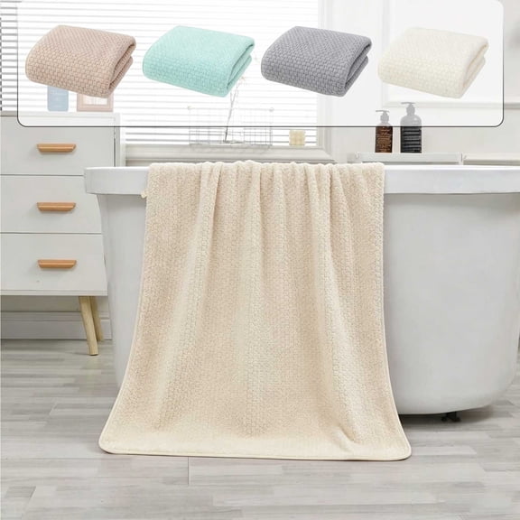 Bath Towels Waffle Flannel Hand Towel Thick Super Absorbent Quick Dry for Bathroom Shower Home 55x28in Soft by Xuniizn