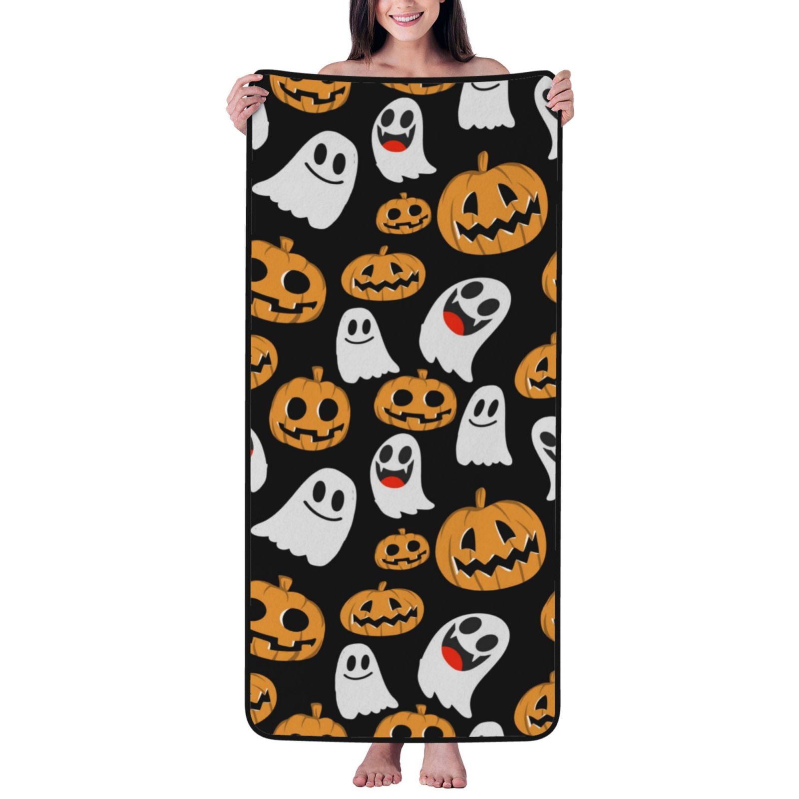 Bath Towels cartoon halloween pumpkin print Coral Quick Drying Bath