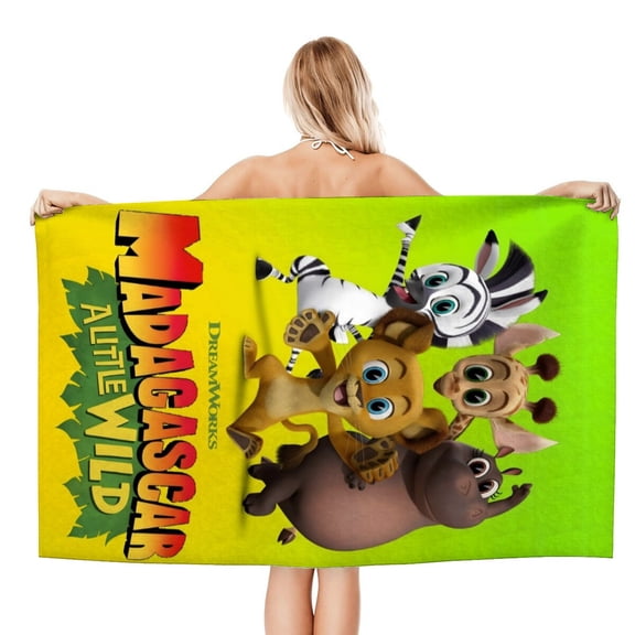 Bath Towels for Madagascar A Little Wild Beach Towel Kids Boys Girs Gifts Soft & Absorbent for Bathroom Travel Camping Vacation 20×40 inch