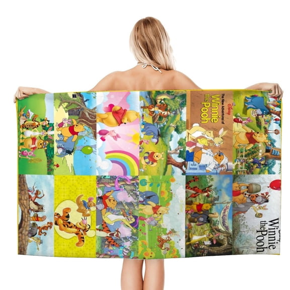 Bath Towels for Winnie-the-Pooh Beach Towel Kids Boys Girs Gifts Soft & Absorbent for Bathroom Camping Vacation Travel 20×40 inch