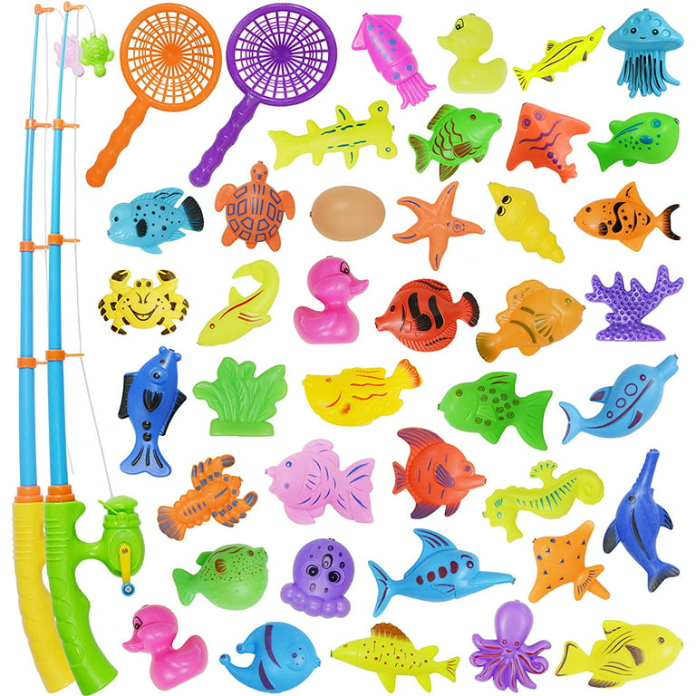 Bath Toy,39 Piece Magnetic Fishing Toy, Waterproof Floating