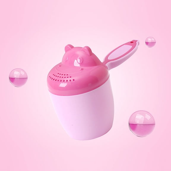 Bath Toy Bath Cup Rinser for Hair Washing - Thick Pourer with Cartoon Design for Indoor Use in Bath, 4.13x8.27x6.30 inch, Pink
