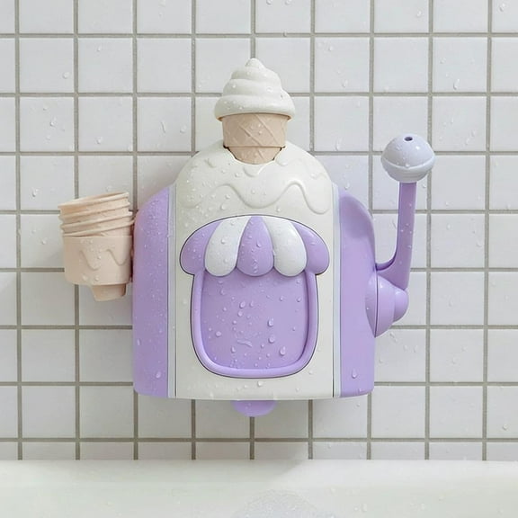 Bath Toy Ice Cream Foam Maker, Ice Cream Bath Toy, Bath Bubble Machine, Education Cute Bubble Pretend Cake Play Set, Christmas & Birthday Gifts Suitable for Kids (Beige)