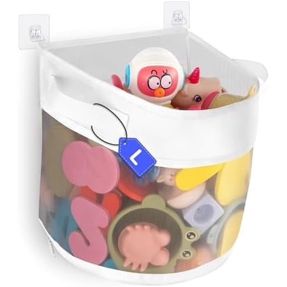 Bath Toy Organizer,4.15 Gallons Bathtub Toy Storage Organizer,Quick Access Bath Toy Holder For Bathtub,Baby Organizer And Storage,Quick Dry Baby Bath Toy Storage For Tub,Mesh Shower Caddy(Gray)