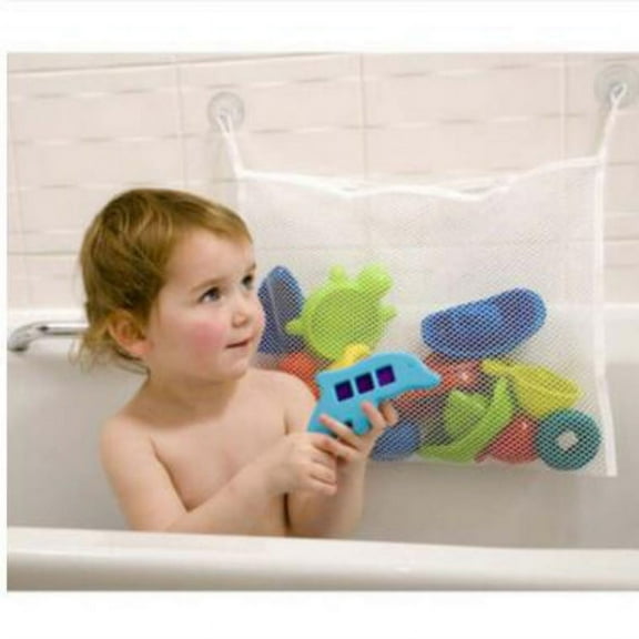 Bath Toy Organizer Includes Suction Cup Hooks + Adhesive Hooks + Tub Toy Mesh Bag