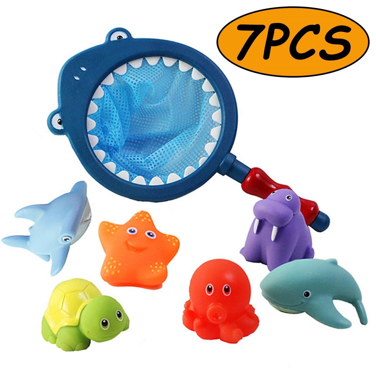 Bath Toy Pool Toys Toddlers Baby 12-24 Months Bath Tub Toy Floating Animals  Shark Fishing Play Set for Babies and Kids 7Pcs 