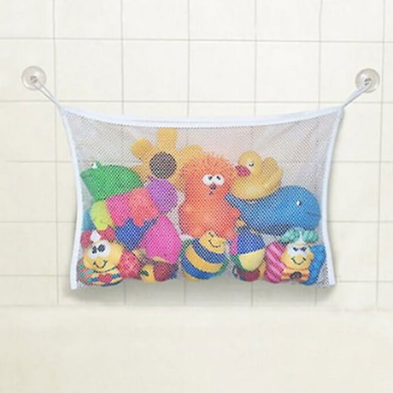 Bath Toy Storage Bag- Hanging Bath Toy Holder, with Suction Mesh Net Shower Caddy for Kids Bathroom Decor, Bedroom & Car Toy Organizer
