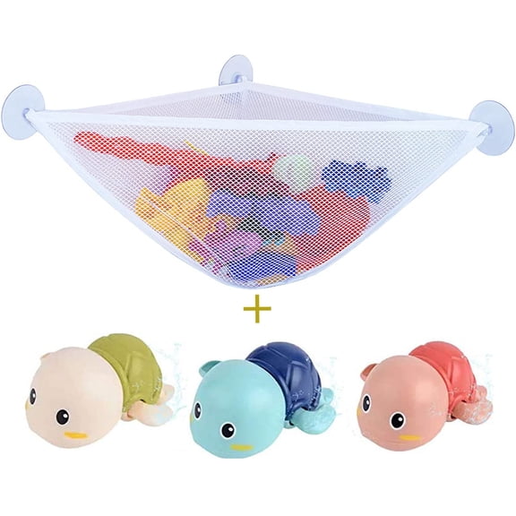 Bath Toy Storage Bath Toy Holder with 3 Strong Suction Cups - Bathtub Toys Net Holder Organizer - Corner Shower Caddy Bag for Kids and Toddlers - Bathroom Hanging Mesh Basket for Baby Boys and Girls