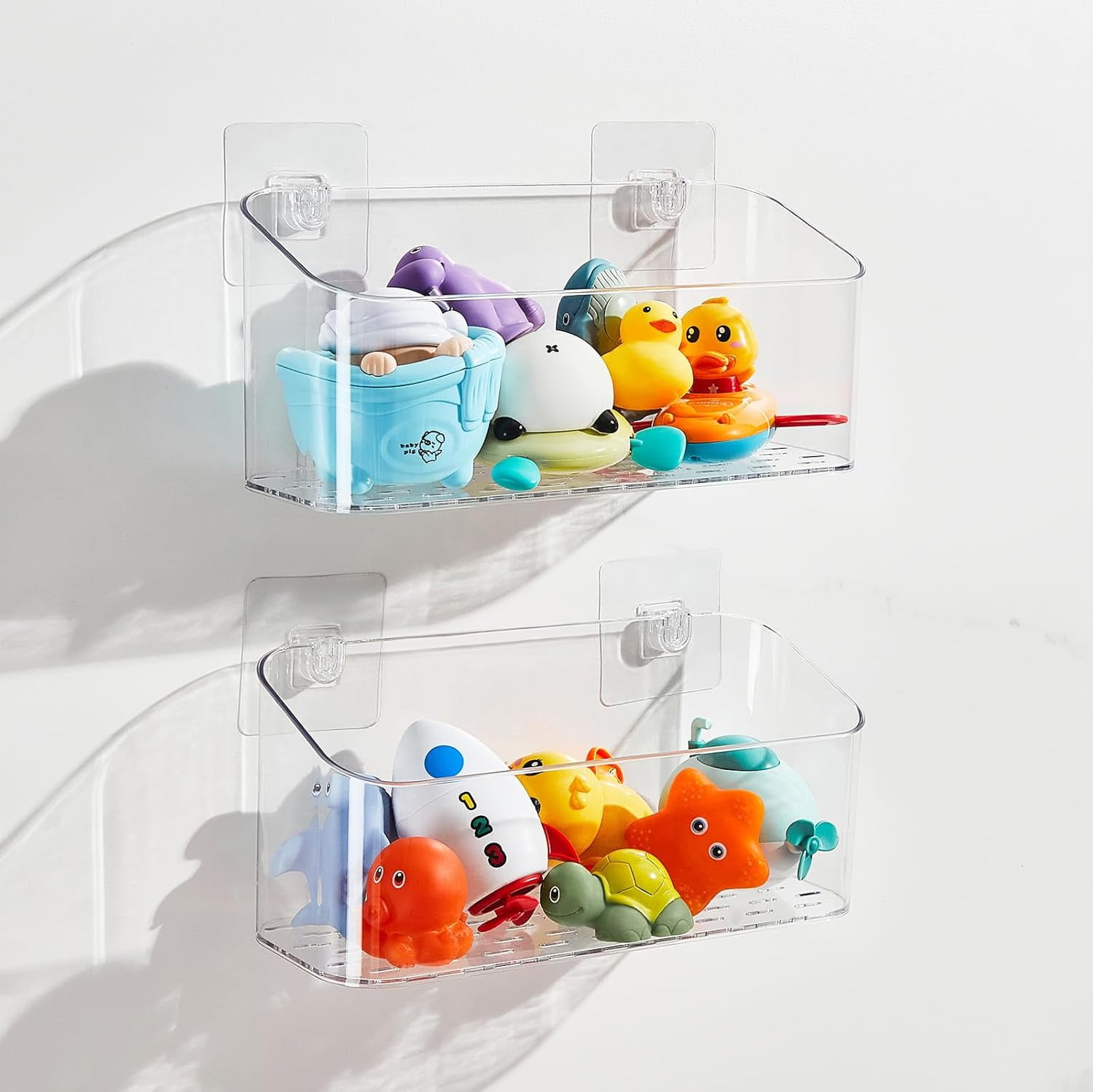Bath Toy Storage Holder for Bathtub, Clear Bath Toy Organizer Large ...