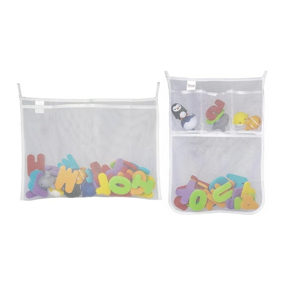 Lilly’s Love Bath Toy Holder, Hanging Bathtub Net w/ Suction & Adhesive Hooks, Small & Medium 2 Pack