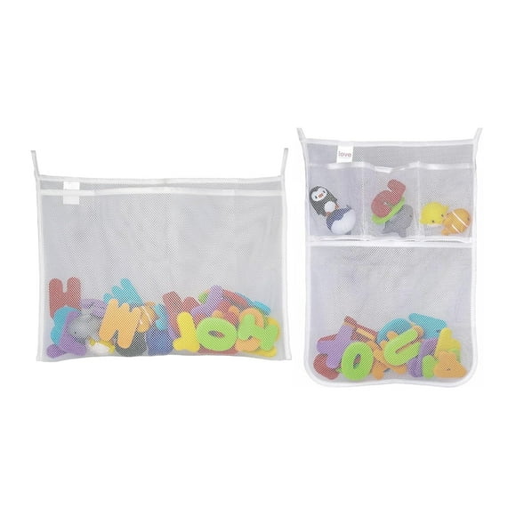 Lilly’s Love Bath Toy Holder, Hanging Bathtub Net w/ Suction & Adhesive Hooks, Small & Medium 2 Pack