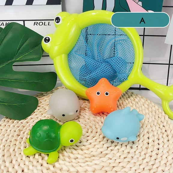 Bath Toy, Water Spraying Discoloration Floating Animals, Bathroom Pool Accessory, Shark Fishing Play Set for Babies and Kids