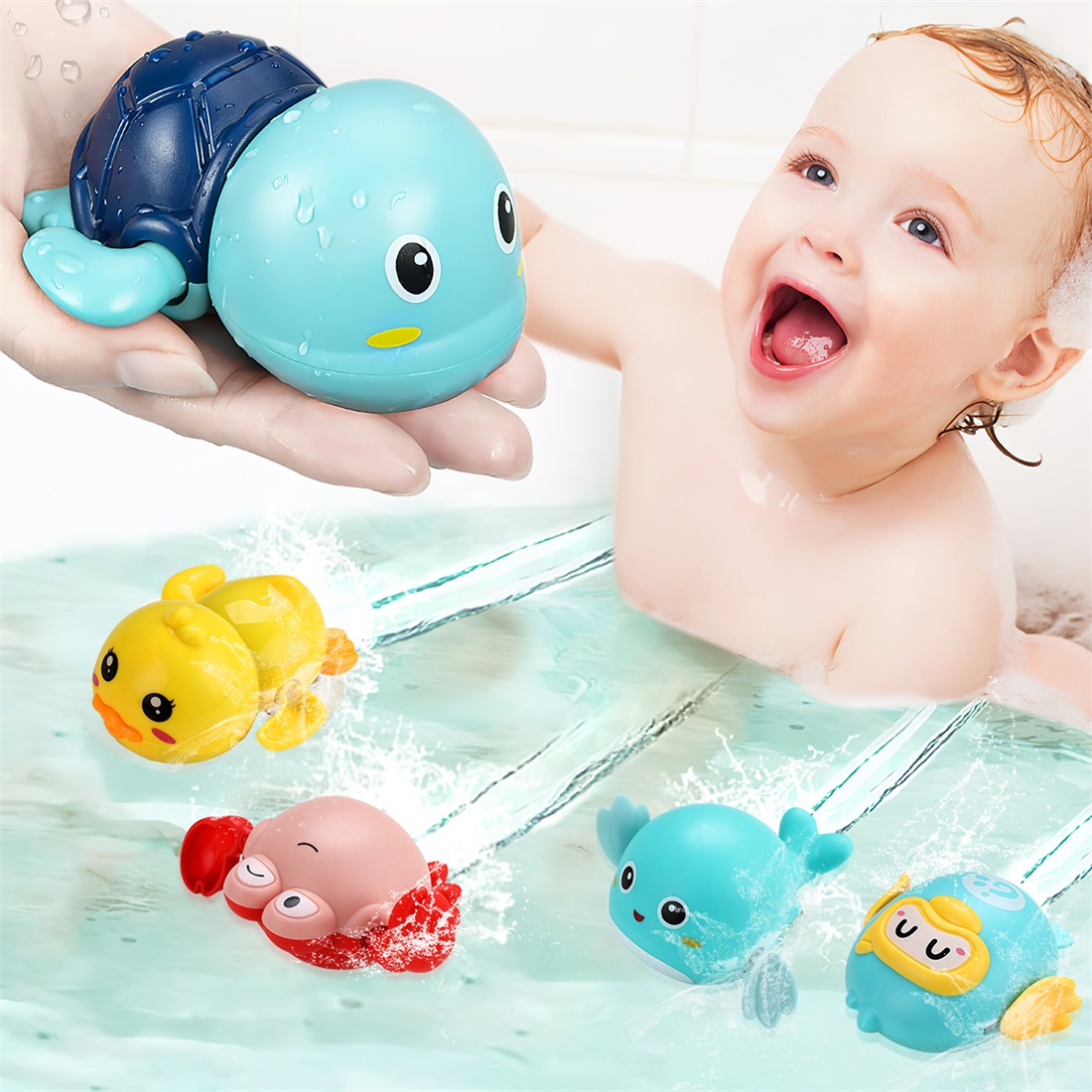 Wind Up Swimming Kids Baby Bath Toys Girls Boys Toddlers Bathtime