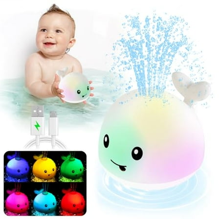 Bath Toys, Bath Toys,Light Up Whale Bath Toy Sprinkler,Pool Water Table Toys,Bathtub Fountain Toy,Birthday Gifts