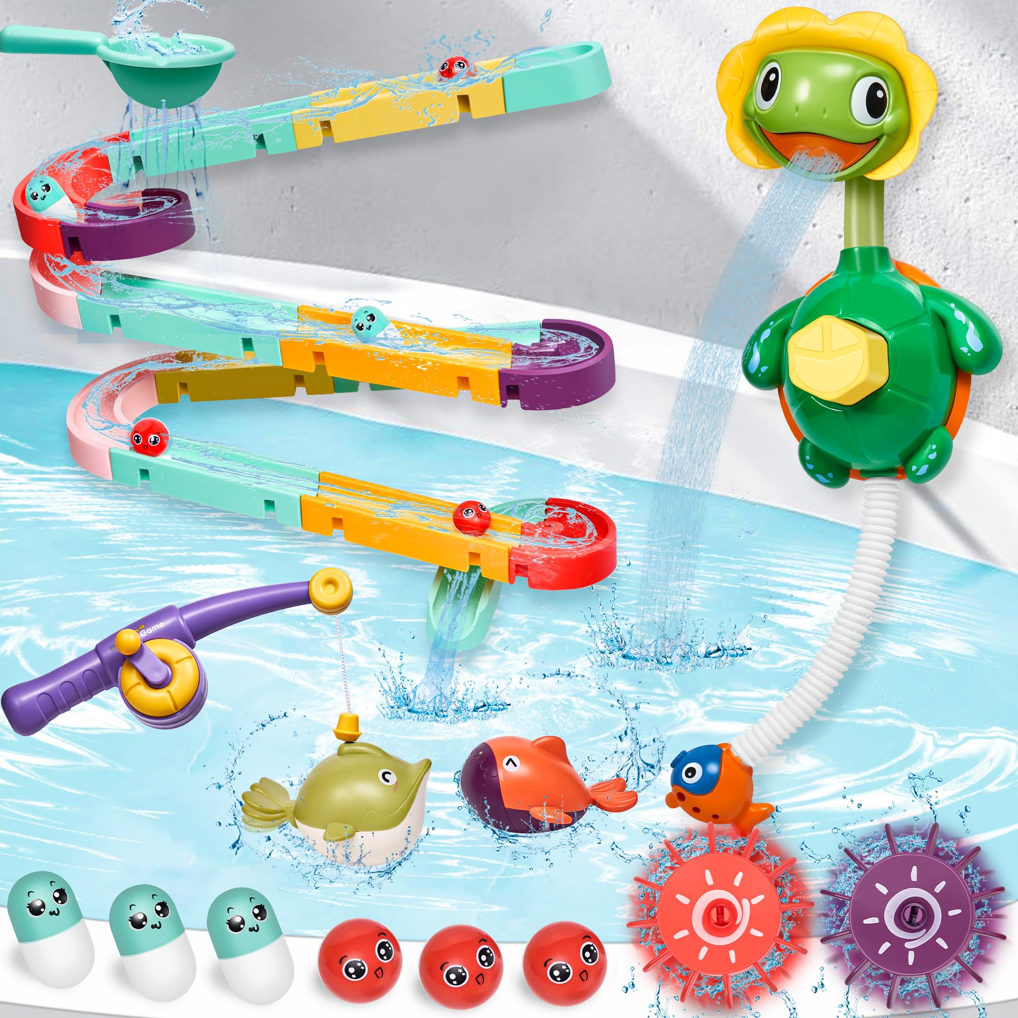 Bath Toys,Bathtub Toy With Shower,Fishing Game For Toddlers, Suction ...