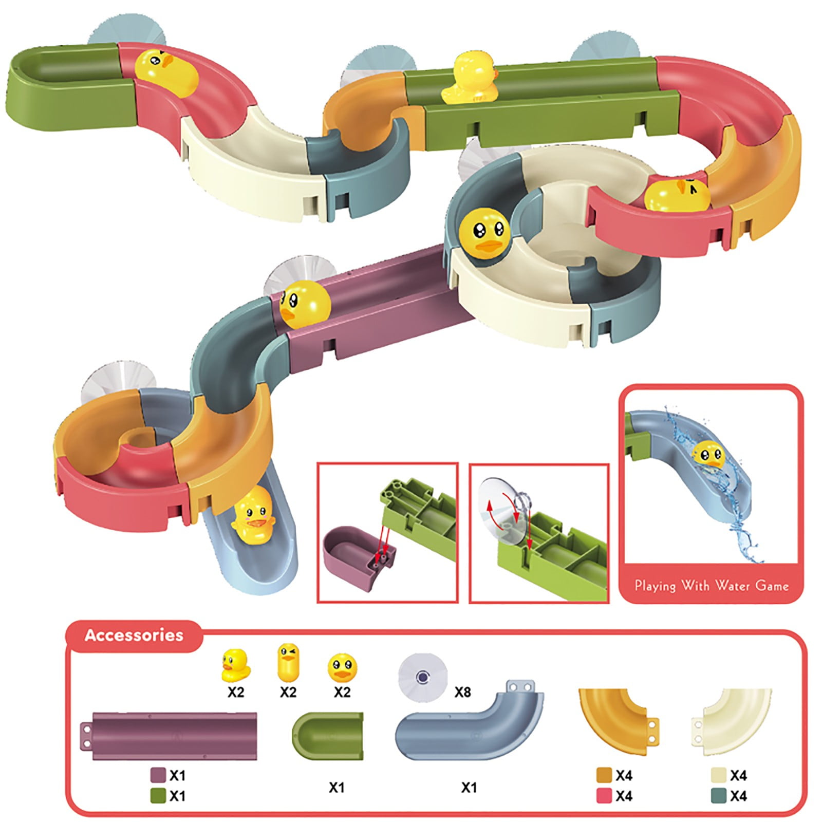 Bath Toys Fun DIY Slide Indoor Waterfalls Track Stick to Wall Bathtub Toys 34PCS Walmart
