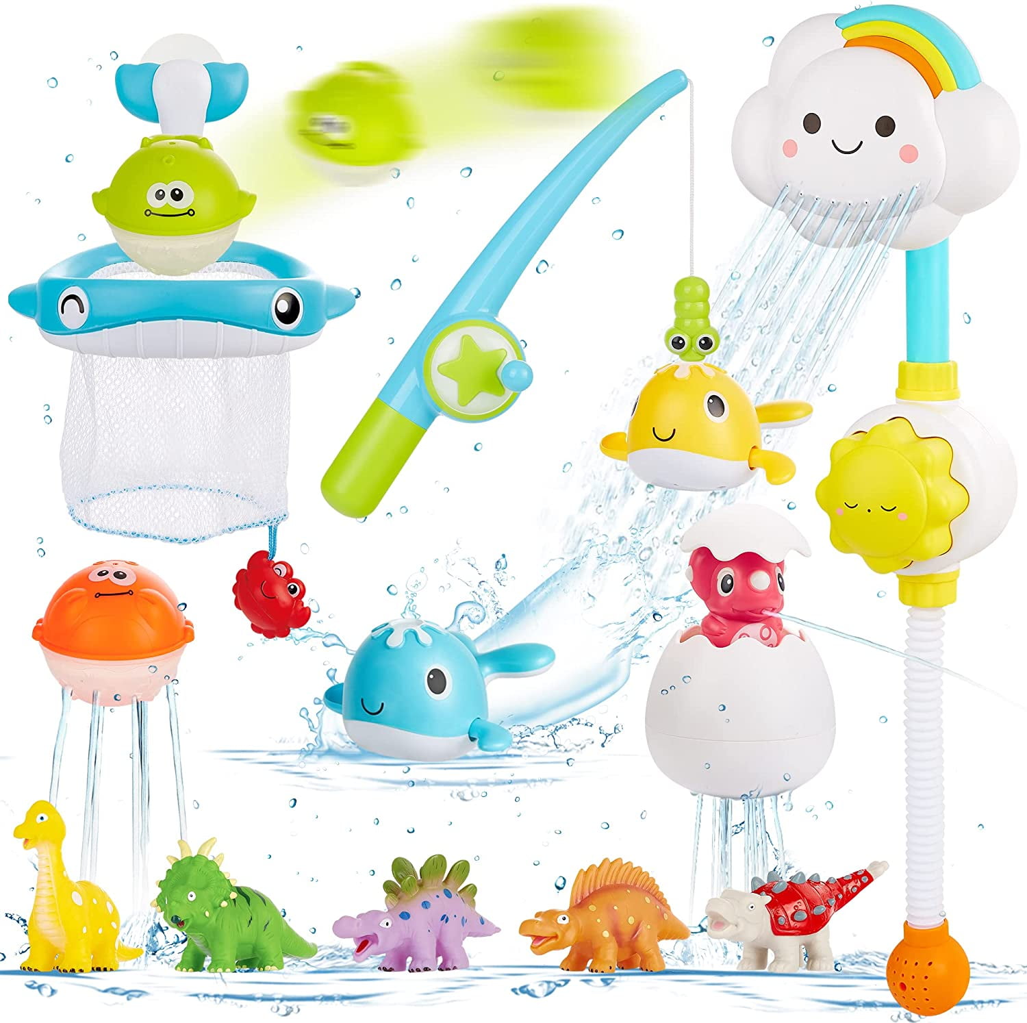 Bath Toy Bathtub Toy with Shower and Floating Toys, Fishing Game for  Toddles and Babies