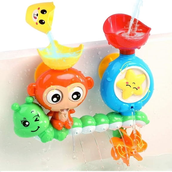 Bath Toys for Toddlers Age 1 2 3 Year Old Girl Boy,Preschool New Born Baby Bathtub Water Toys,Durable Interactive Multicolored Infant Toy,Lovely Monkey Caterpillar,2 Strong Suction Cups